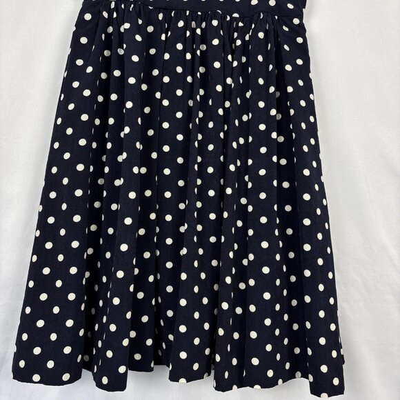 Everly Dress Women's Small Navy White Polka Dot Fit-and-Flare V-Neck Pockets - Picture 5 of 14